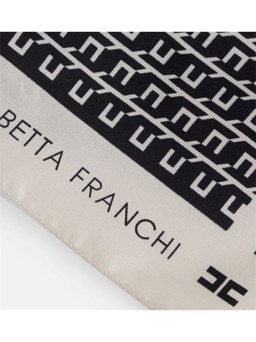 FOULARD IN TWILL DI SETA ELISABETTA FRANCHI | FO15F56E2EF3 Nero/Milk